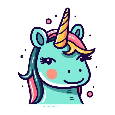 Cute cartoon unicorn. Vector illustration in flat style isolated