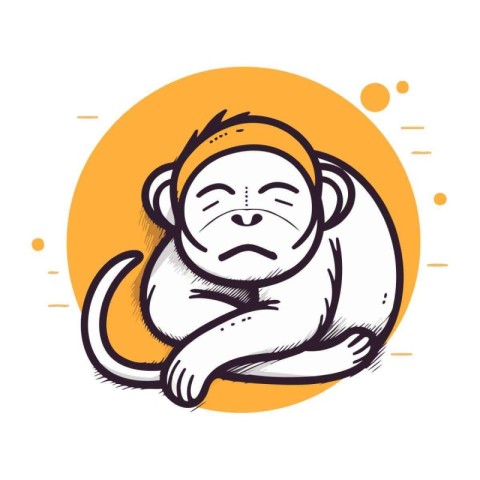 Monkey cartoon vector illustration. Cute monkey doodle.