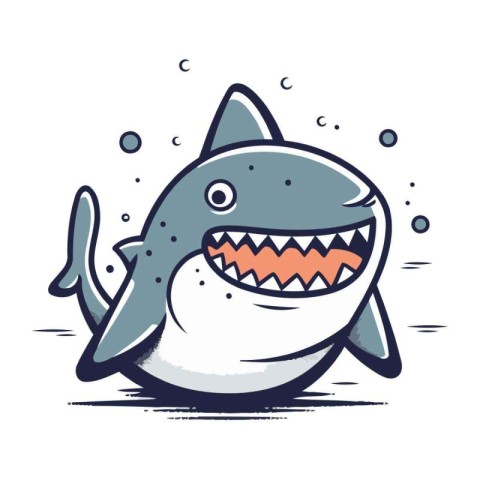 Cartoon shark. Vector illustration. Isolated on white background