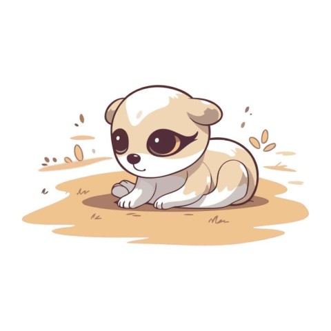 Cute little chihuahua dog sitting on the ground. Vector illustra