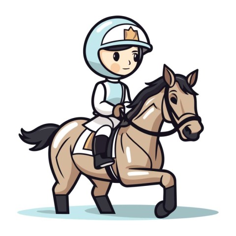 Horse race   jockey riding a horse. Vector illustration.