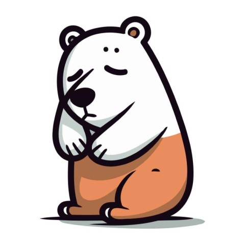 Polar bear vector illustration. Cute cartoon polar bear icon.