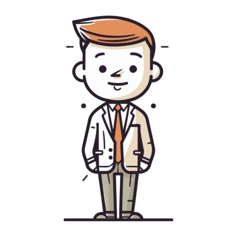 Businessman standing and smiling. Vector illustration in cartoon