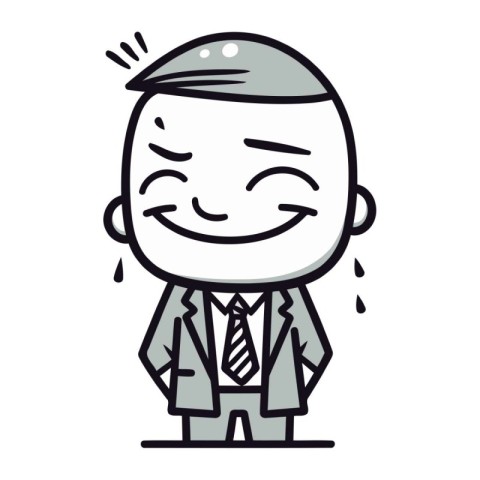 Cartoon happy businessman. Vector illustration. Isolated on whit