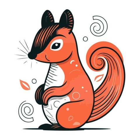 Squirrel. Vector illustration. Isolated on a white background.