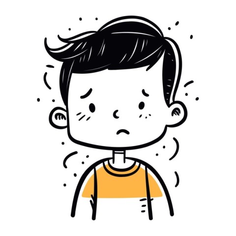 Illustration of a little boy crying. Vector illustration in cart