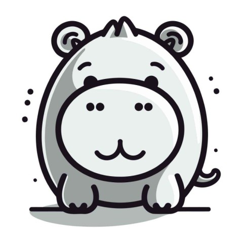 cute hippo cartoon character vector illustration designicon dood