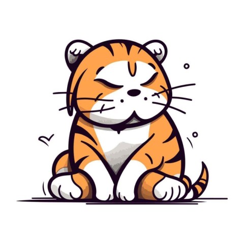 Cute tiger. Vector illustration. Isolated on white background.