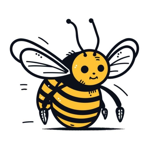 Cute cartoon bee. Vector illustration in doodle style.