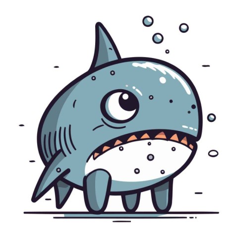 Cute cartoon shark. Vector illustration isolated on white backgr