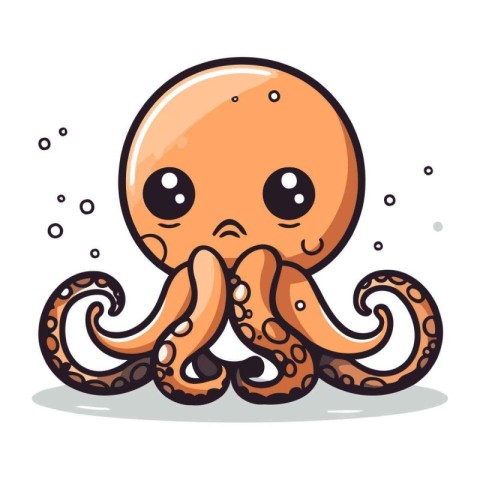 Octopus cartoon character. Vector illustration. Isolated on whit