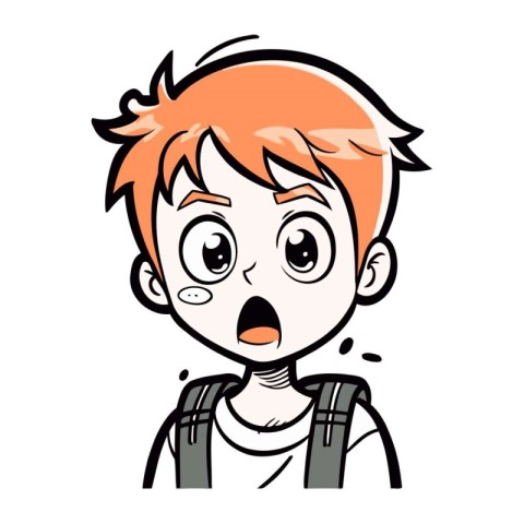 Surprised Red Haired Boy   Cartoon Illustration. Vector