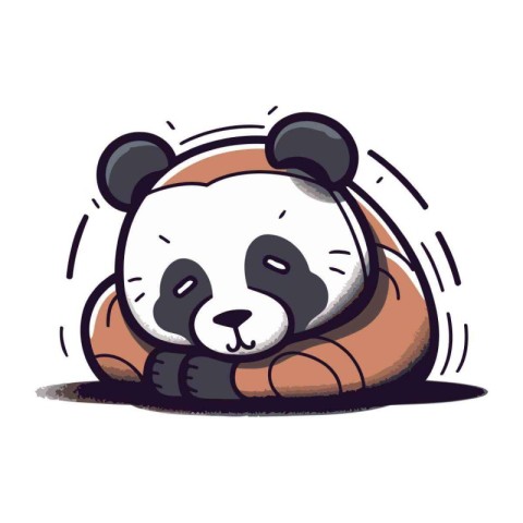 Cute panda sleeping on a pillow. Vector cartoon illustration.