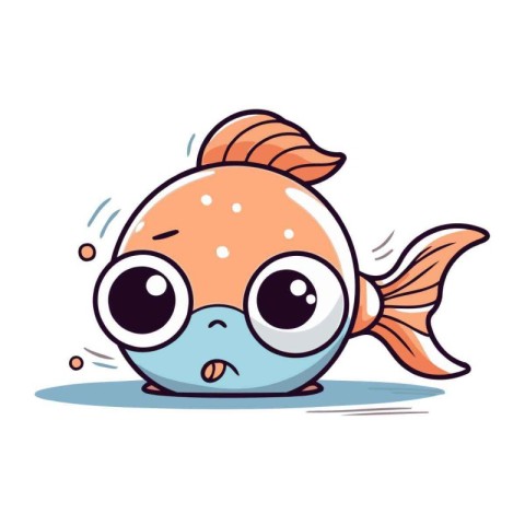 Cute cartoon fish. Vector illustration. Isolated on white backgr