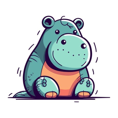 Hippopotamus. Cute cartoon animal. Vector illustration.