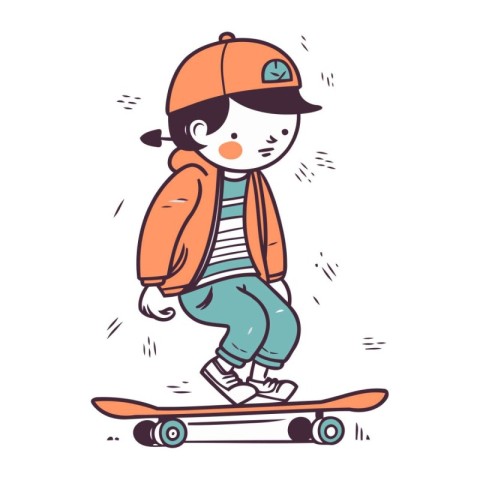 Boy riding a skateboard. Vector illustration of a boy riding a s