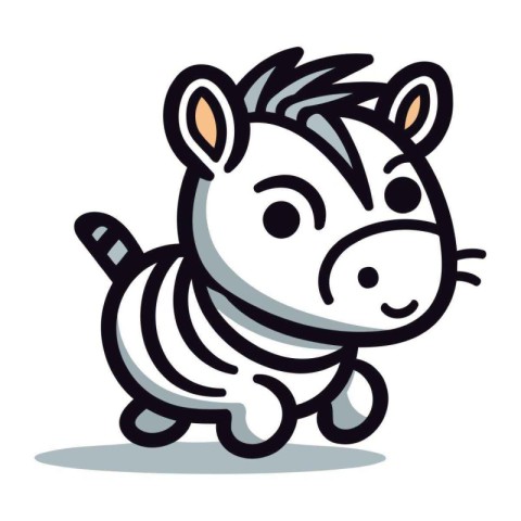 Zebra cartoon character vector illustration. Cute cartoon zebra.