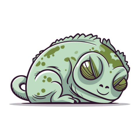 Cartoon chameleon isolated on white background. Vector illustrat