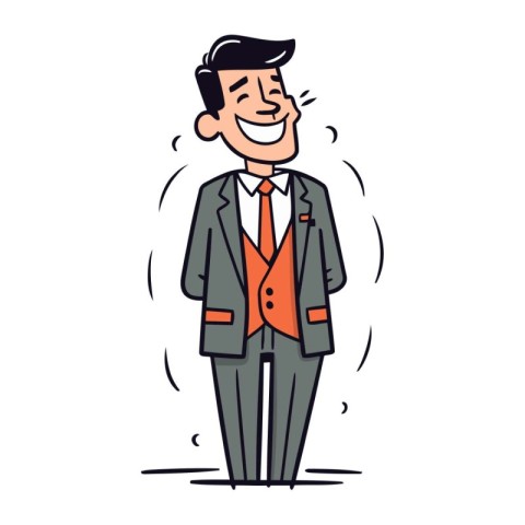 Smiling man in suit. Vector illustration of a cartoon character.