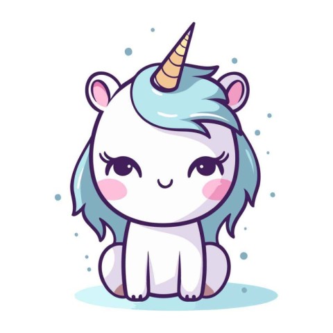 Cute cartoon unicorn. Vector illustration. Isolated on white bac