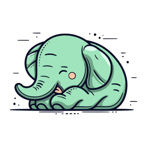 Cute cartoon elephant. Vector illustration. Isolated on white ba