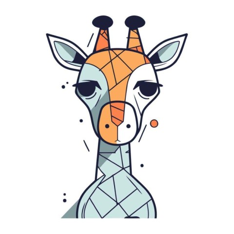 Giraffe head. Vector illustration of a cute giraffe.