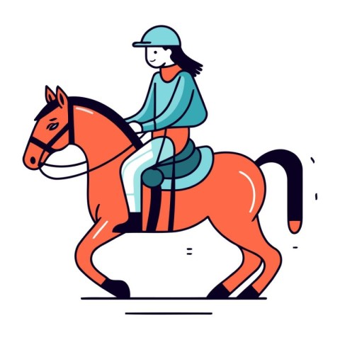 Horse riding. jockey on horseback. Vector illustration.