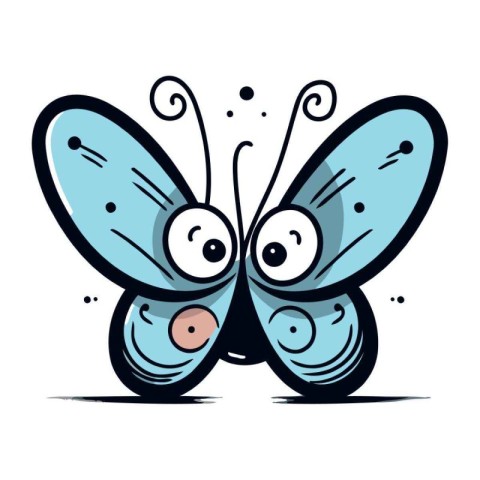 Butterfly with eyes and wings in cartoon style. Vector illustrat