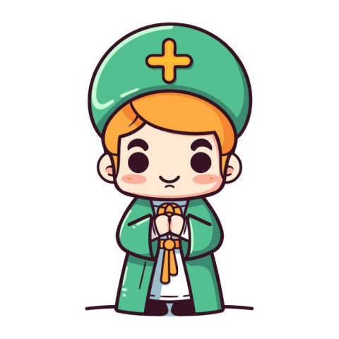 Cute little boy wearing nurse costume cartoon vector illustratio