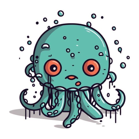 Cute cartoon octopus. Vector illustration of cute octopus.