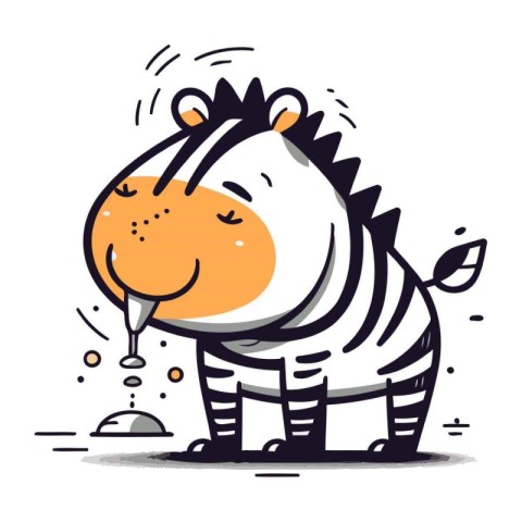 Zebra with a drop of water. Vector illustration on white backgro