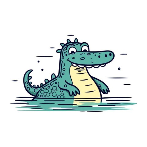 Crocodile vector illustration. Cute cartoon crocodile.