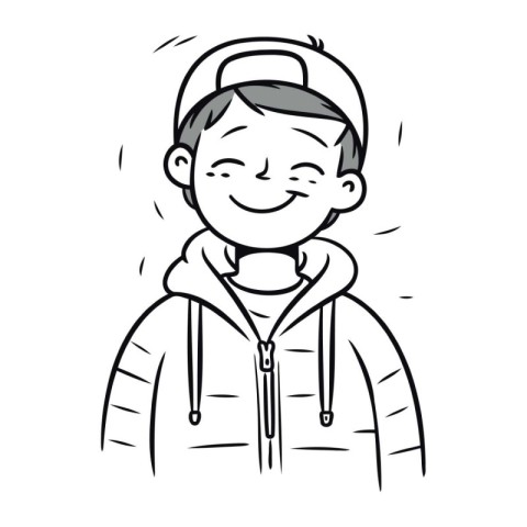 Vector illustration of a happy boy in winter clothes. Cartoon st