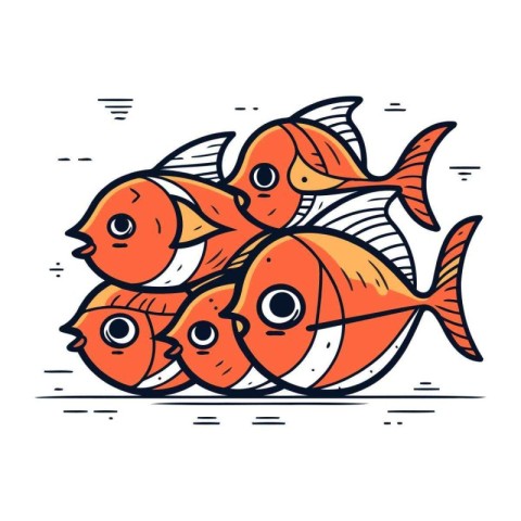 Cute fishes. Vector illustration in cartoon style. Isolated on w