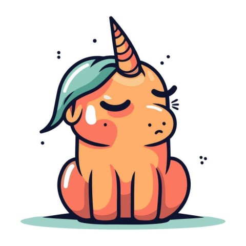 Unicorn vector illustration. Cute cartoon unicorn character. Vec