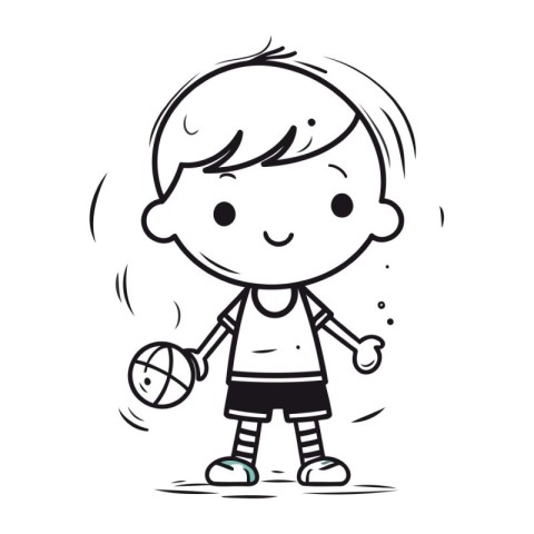 Illustration of a little boy playing basketball. sketch for your