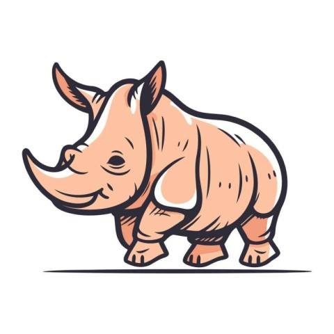 Rhinoceros isolated on white background. Vector illustration in