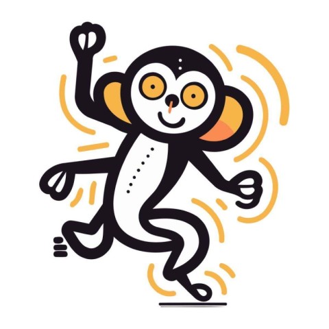 Monkey running on a white background. Vector illustration in car