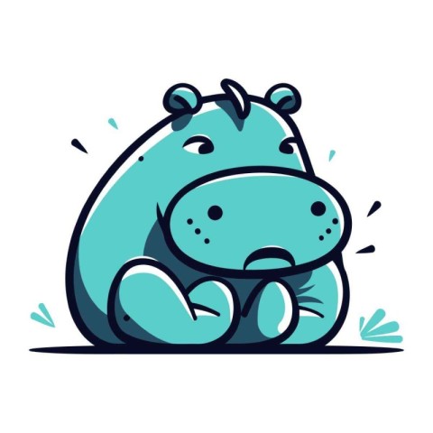 Vector illustration of a cute hippopotamus. Isolated on white ba