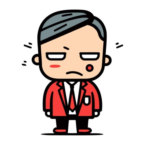 Sad businessman cartoon character vector illustration. Businessm