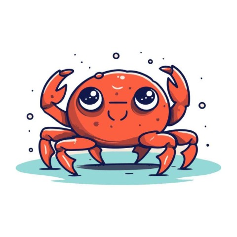 Cute cartoon crab. Vector illustration. Isolated on white backgr