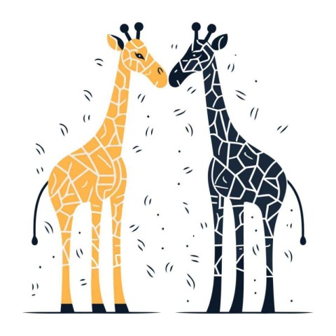 Two giraffes isolated on a white background. Vector illustration