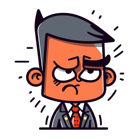 Angry boss cartoon character. Vector illustration in thin line s