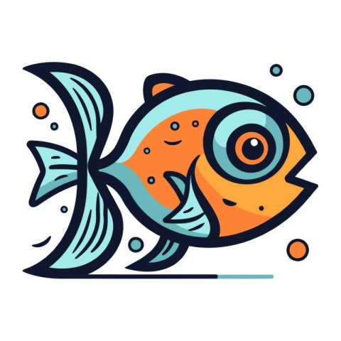 Vector illustration of cartoon fish isolated on white background