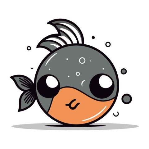 Cute cartoon fish. Vector illustration isolated on a white backg