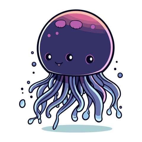 Cute cartoon jellyfish. Vector illustration of a cute jellyfish.