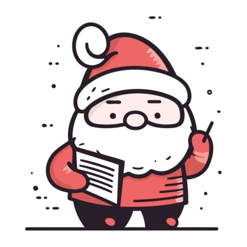 Santa Claus character with book. Vector illustration in thin lin