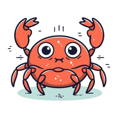 Cute cartoon crab. Vector illustration. Isolated on white backgr