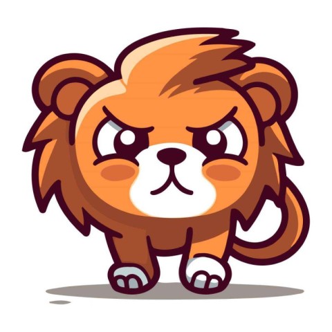 Lion Cute Cartoon Mascot Character Vector Icon Illustration