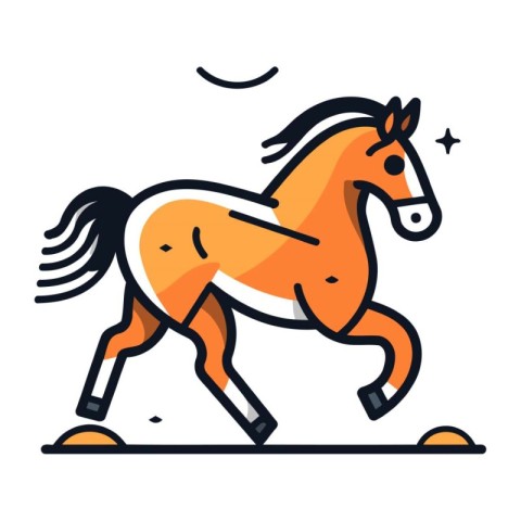 Running horse icon. Vector illustration in line art style on whi